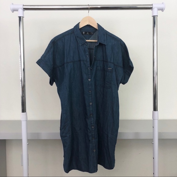 Volcom Yo Shortie Oversized Denim Mini Dress - Picture 3 of 8